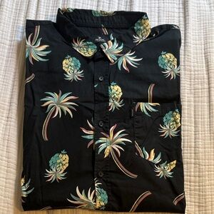 Men's Rip Curl Black Tropical Print Hawaiian Shirt